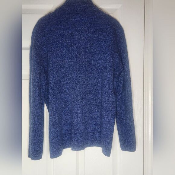 Modern Soul 1X MelangeBlue Lngslv Turtleneck 100% WOOL RibedKnit Women’s Sweater - Picture 5 of 6